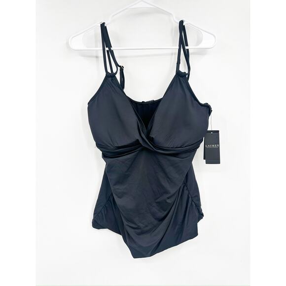 Lauren Ralph Lauren Double Strap Black Tankini Swimsuit Top Size 16 NWT - Picture 2 of 5